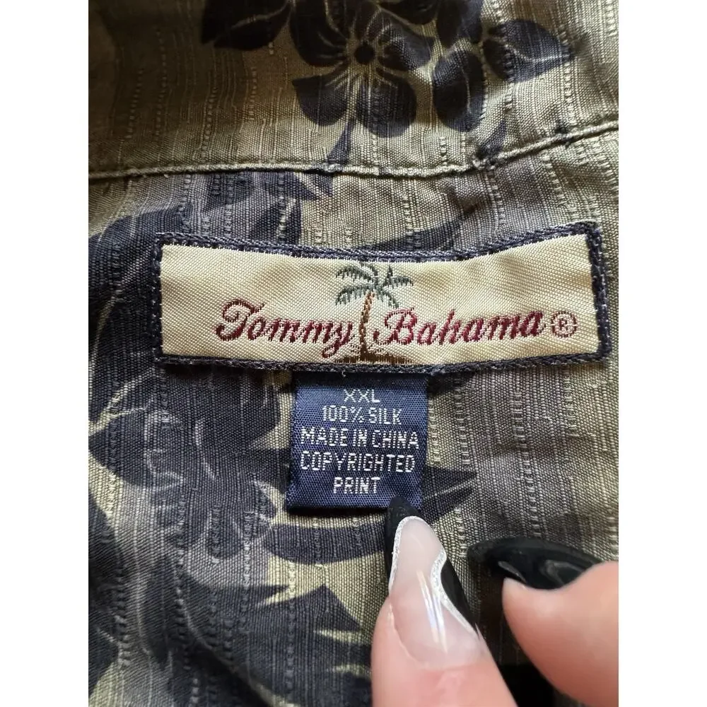 Tommy Bahama Men Size XXL Silk Button Down Hawaiian Shirt Tropical Golf Vacation